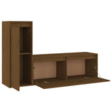 TV cabinet 2 pcs Honey brown Solid pine wood