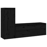 Meubles TV 2 pcs Noir Bois massif de pin