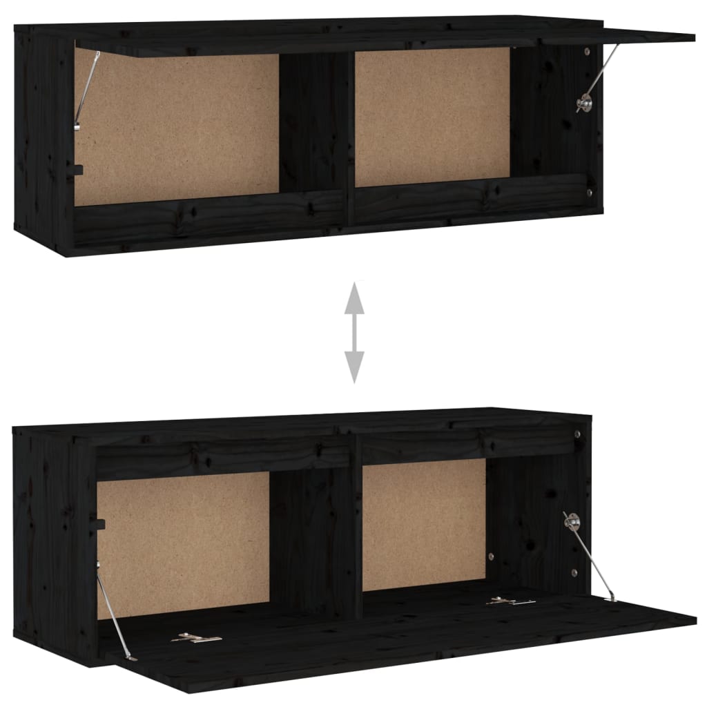 Meubles TV 2 pcs Noir Bois massif de pin