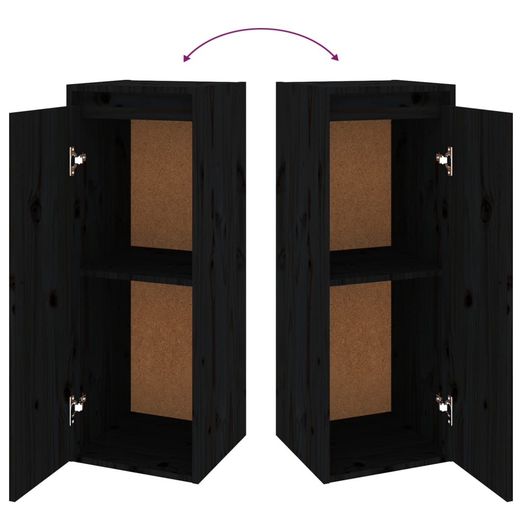 Meubles TV 2 pcs Noir Bois massif de pin