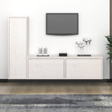 TV cabinet 3 pcs White Solid pine wood