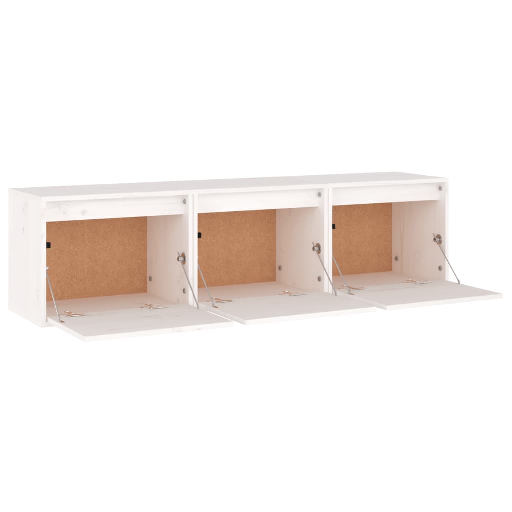 Meubles TV 3 pcs Blanc Bois massif de pin