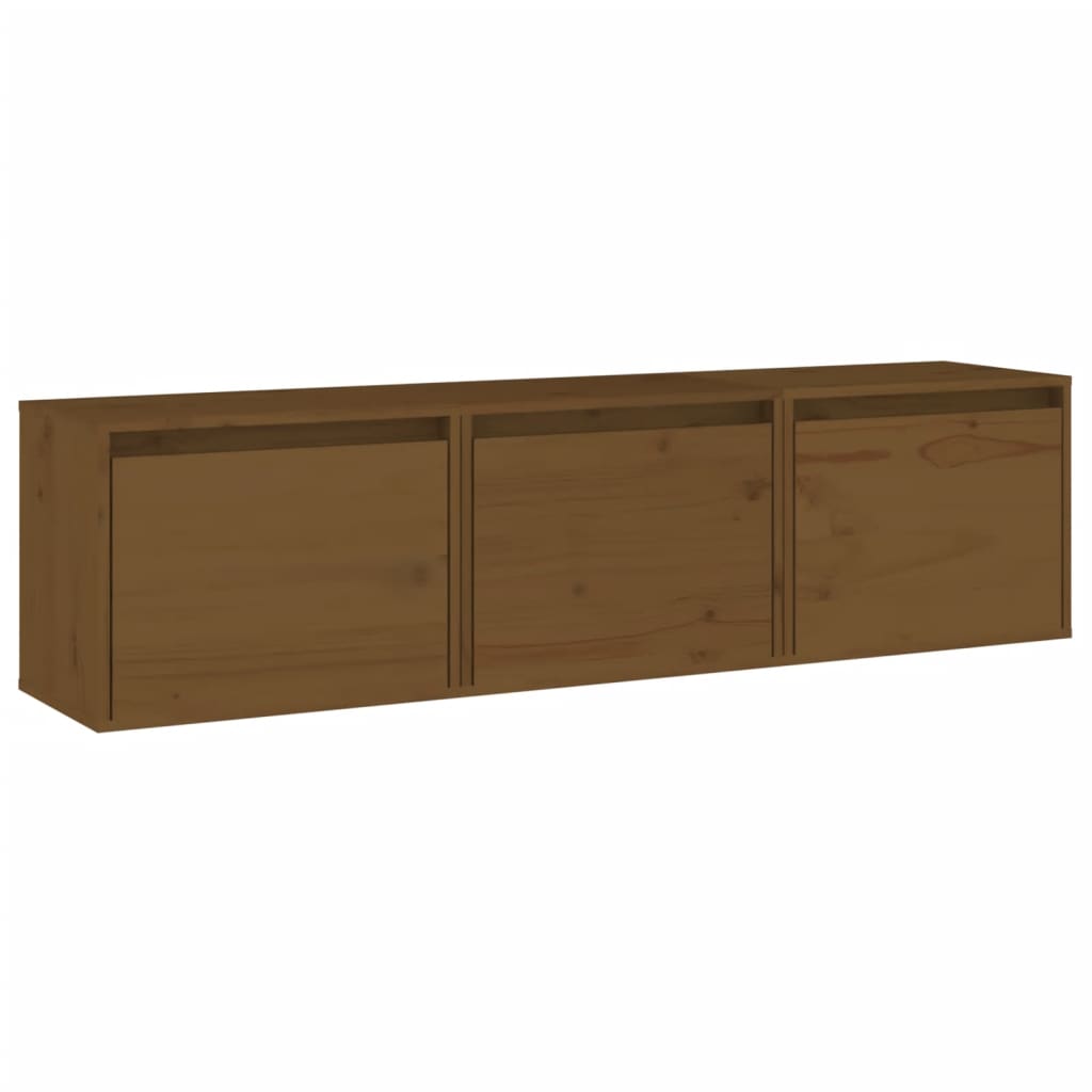 Meubles TV 3 pcs Marron miel Bois massif de pin