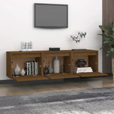 3 pcs TV cabinet Honey brown Solid pine wood