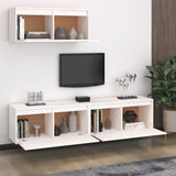 Meubles TV 3 pcs Blanc Bois massif de pin