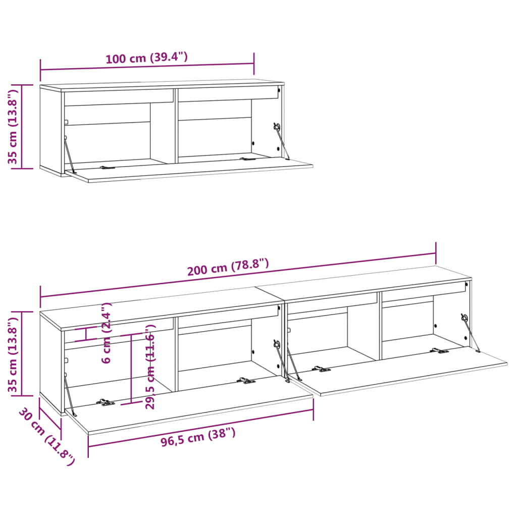 Meubles TV 3 pcs Bois massif de pin