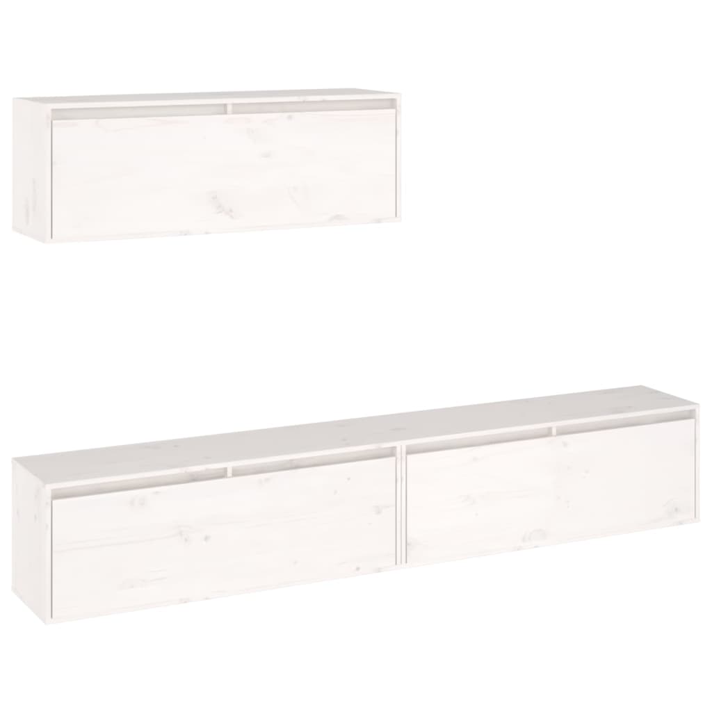 Ensemble de meubles TV 3 pcs blanc bois massif de pin