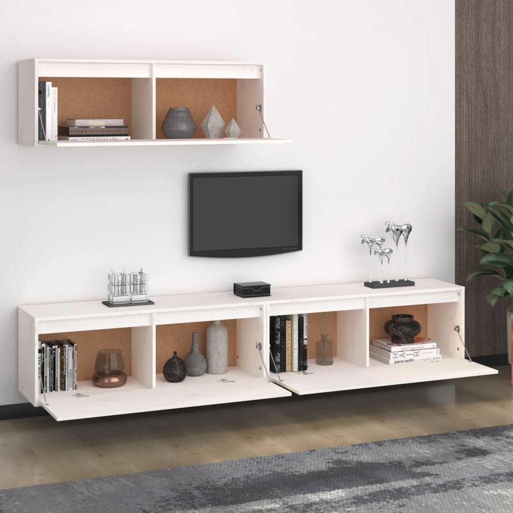 Ensemble de meubles TV 3 pcs blanc bois massif de pin