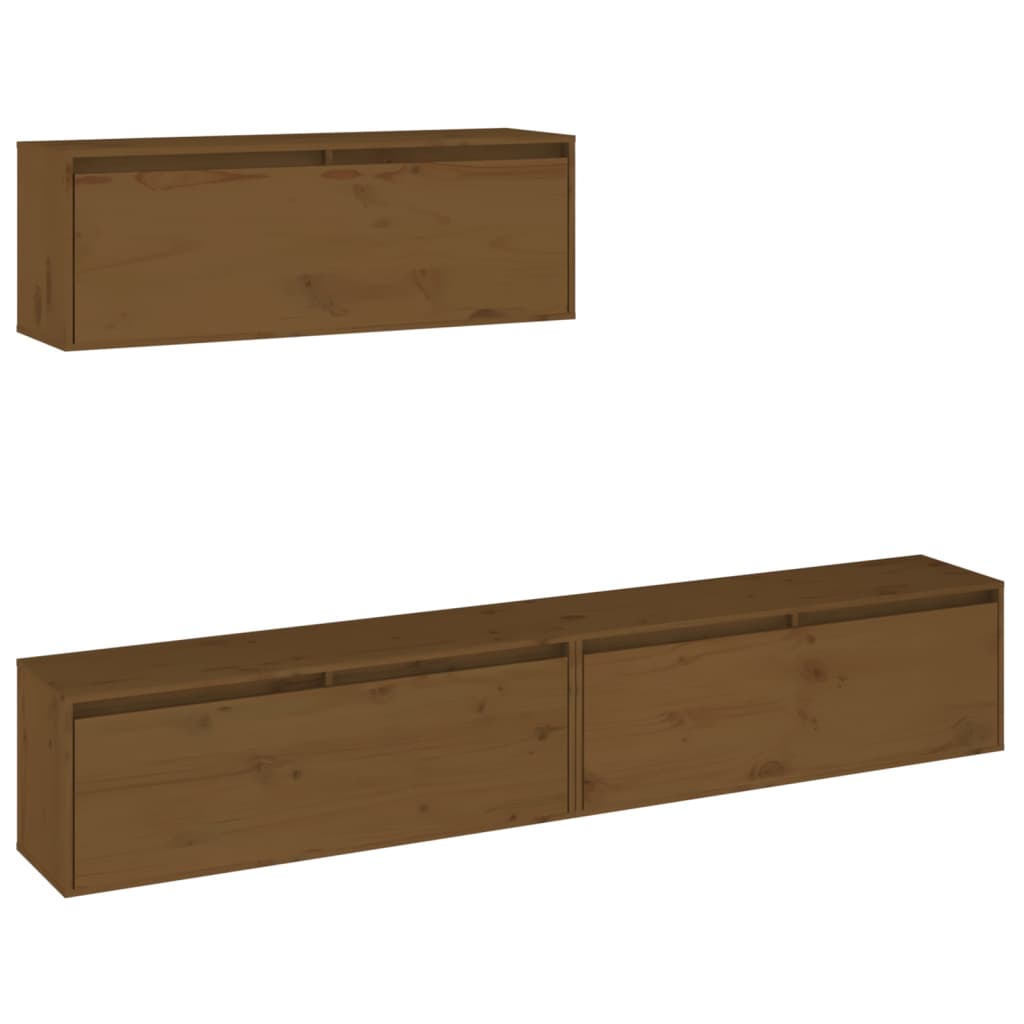 Meubles TV 3 pcs Marron miel Bois massif de pin