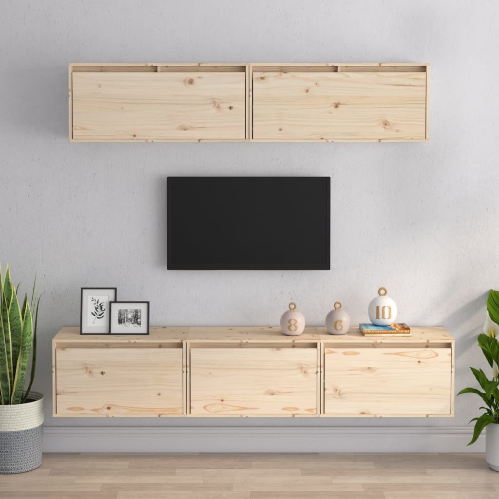 Ensemble de meubles TV 5 pcs bois massif de pin