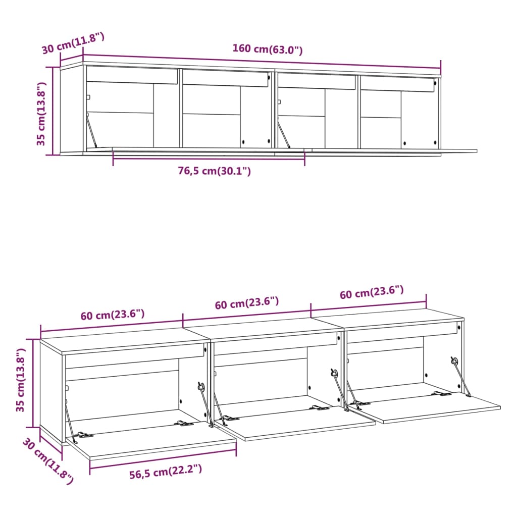 Meubles TV 5 pcs Blanc Bois massif de pin