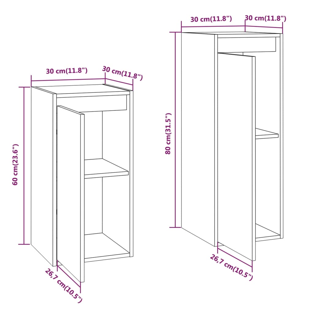 TV cabinet 2 pcs White Solid pine wood