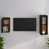 Meubles TV 2 pcs Noir Bois massif de pin