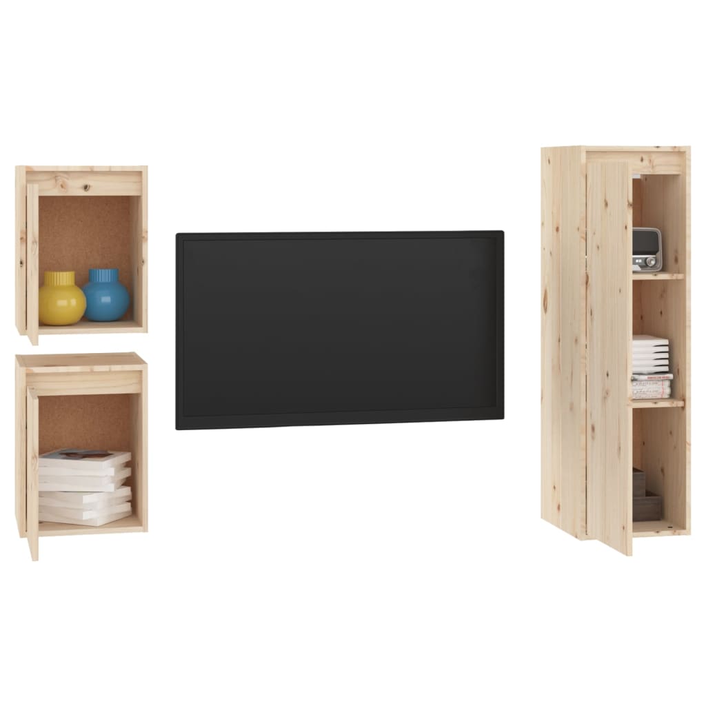 Meubles TV 3 pcs Bois massif de pin