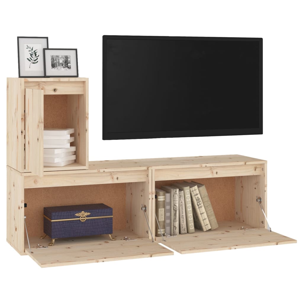 3 pcs TV cabinet Solid pine wood