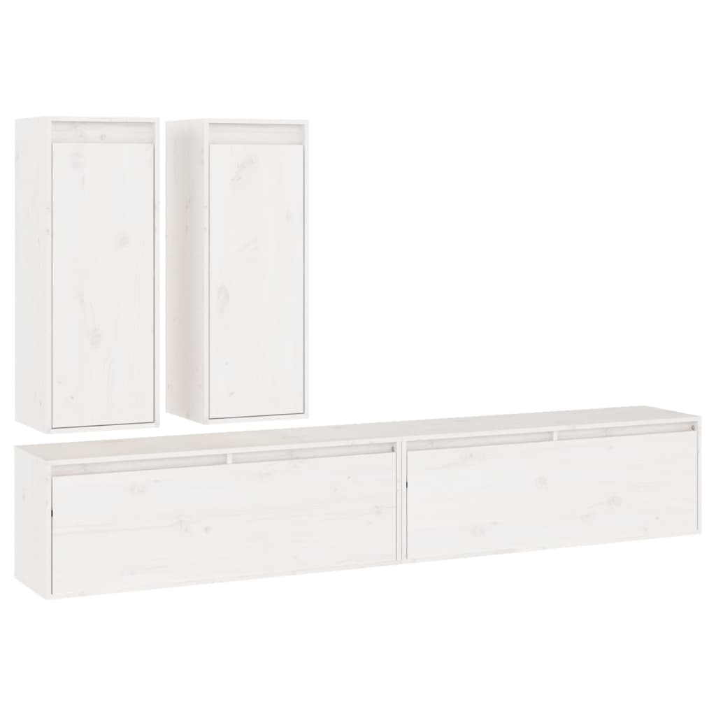 Meubles TV 4 pcs Blanc Bois massif de pin