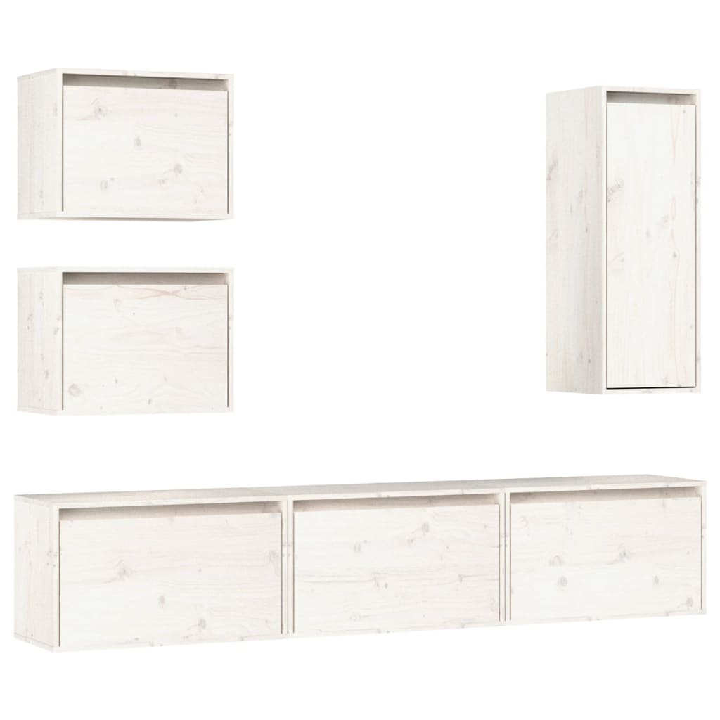 Meubles TV 6 pcs Blanc Bois massif de pin