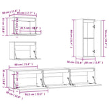 Meubles TV 6 pcs Noir Bois massif de pin