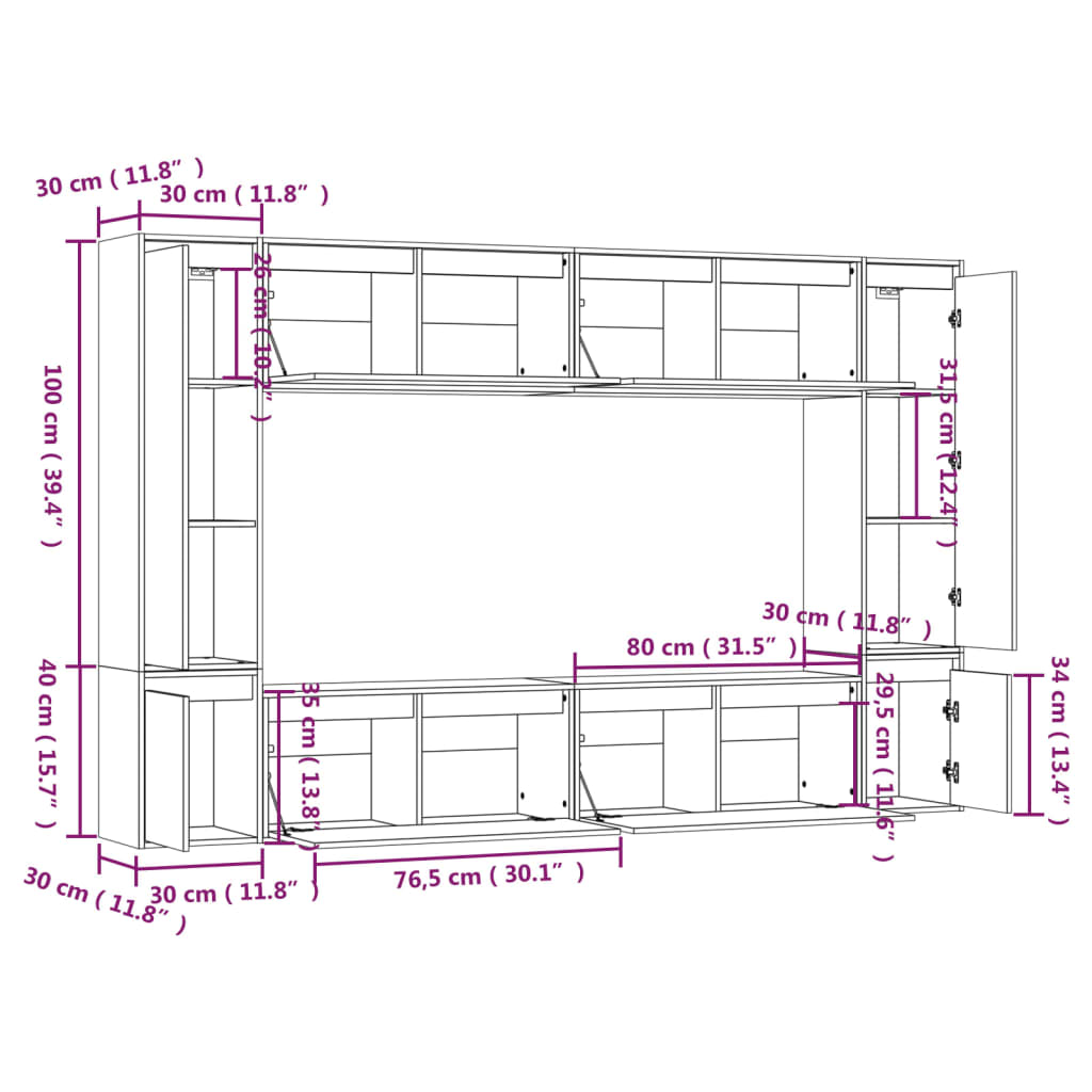 Meubles TV 8 pcs Bois massif de pin