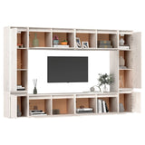 8 pcs TV cabinet White Solid pine wood