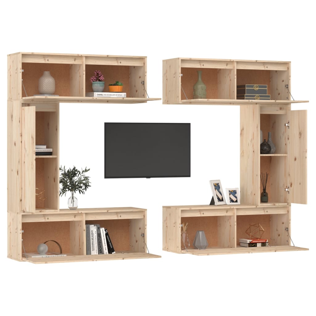 Meubles TV 6 pcs Bois massif de pin