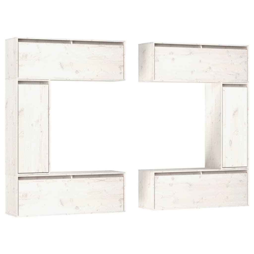 Meubles TV 6 pcs Blanc Bois massif de pin