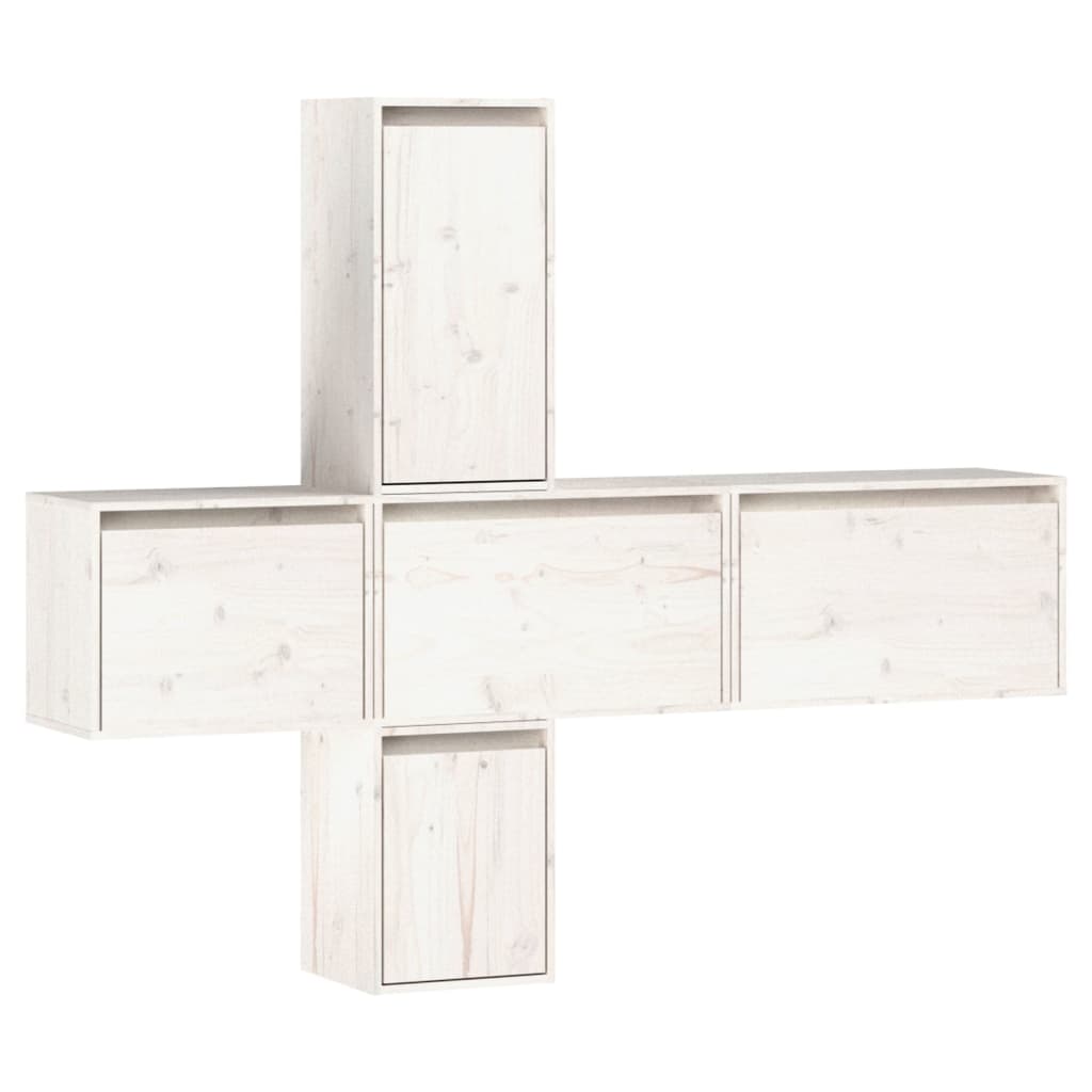 Meubles TV 5 pcs Blanc Bois massif de pin