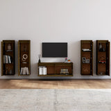 5 pcs TV cabinet Honey brown Solid pine wood