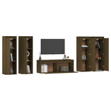 5 pcs TV cabinet Honey brown Solid pine wood