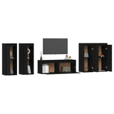 Meubles TV 5 pcs Noir Bois massif de pin