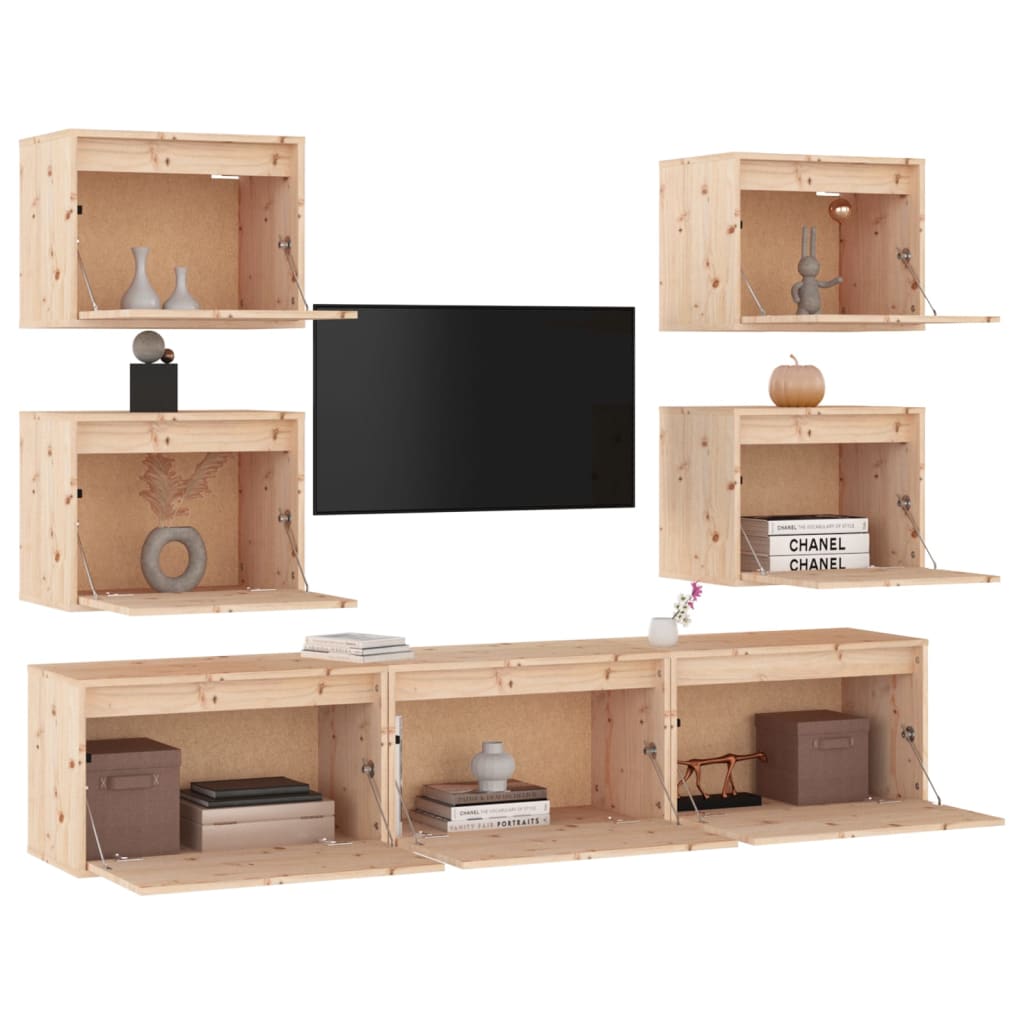 Meubles TV 7 pcs Bois massif de pin