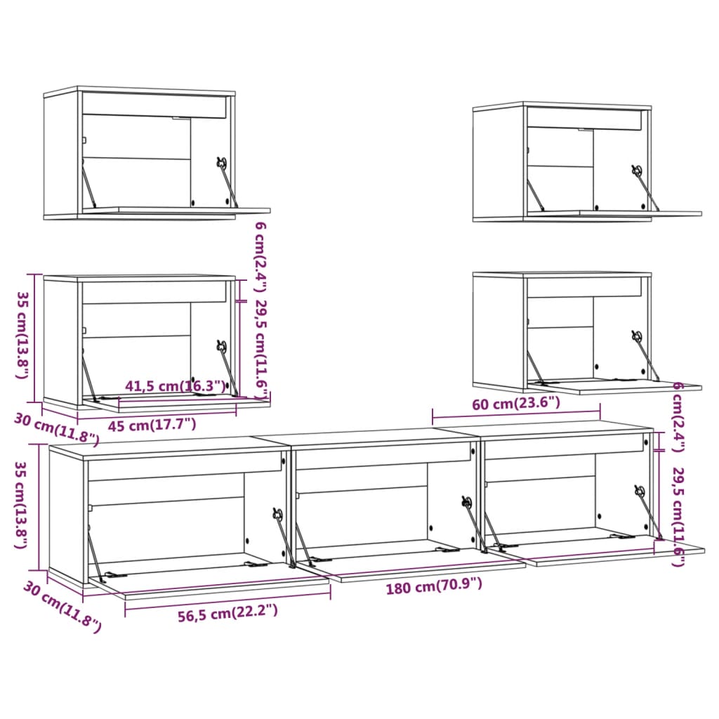 Meubles TV 7 pcs Bois massif de pin