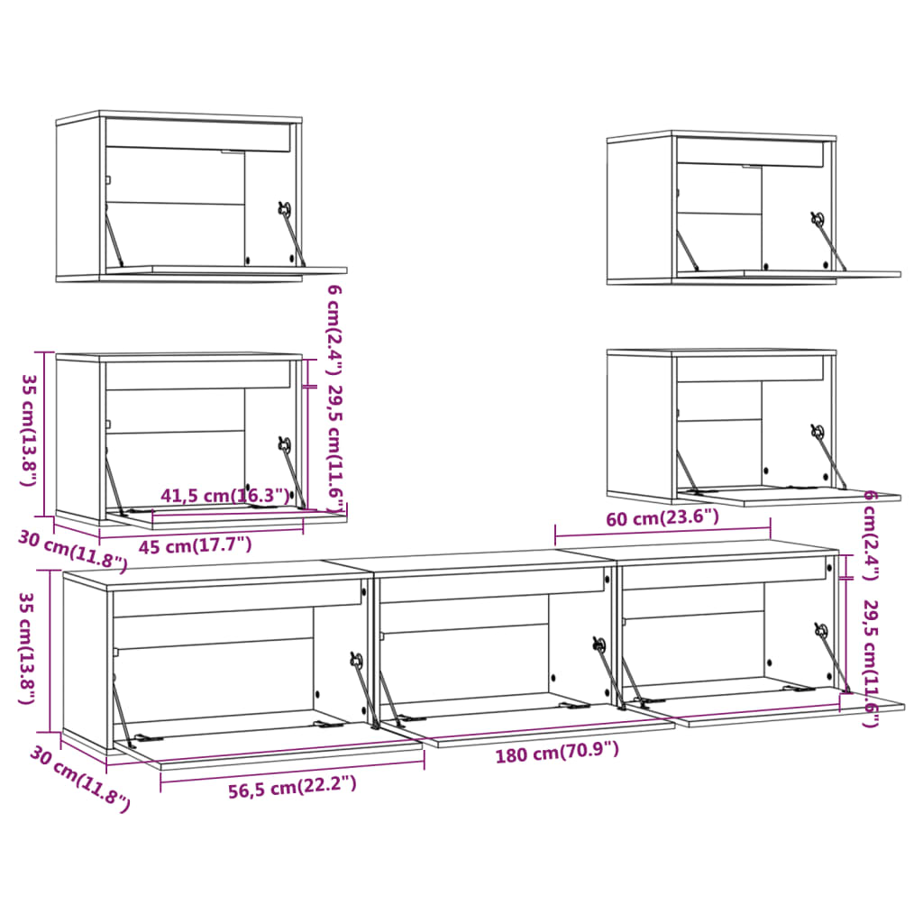 Meubles TV 7 pcs Blanc Bois massif de pin