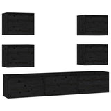 Meubles TV 7 pcs Noir Bois massif de pin