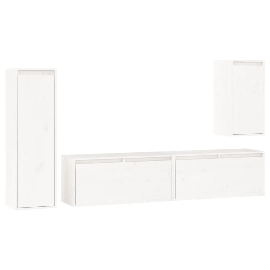 TV cabinet 4 pcs White Solid pine wood