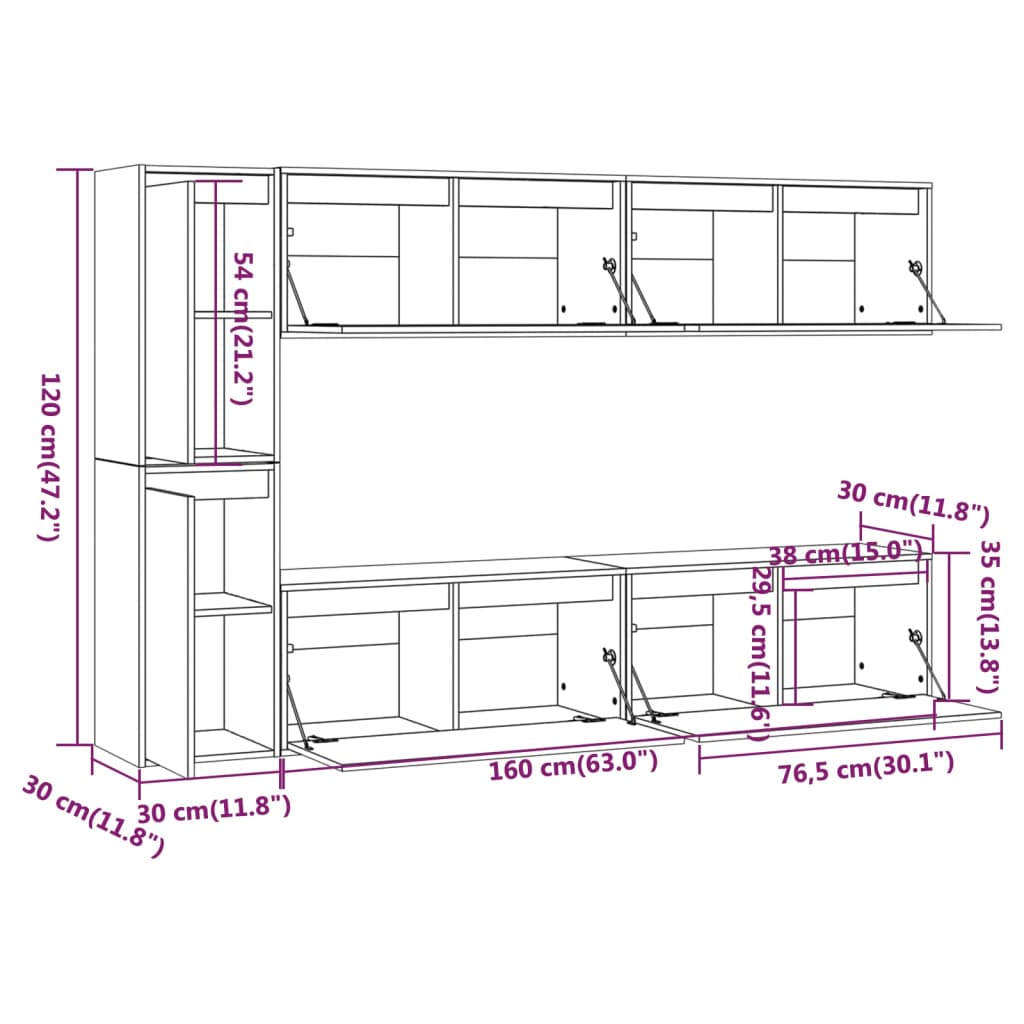 Meubles TV 6 pcs Bois massif de pin