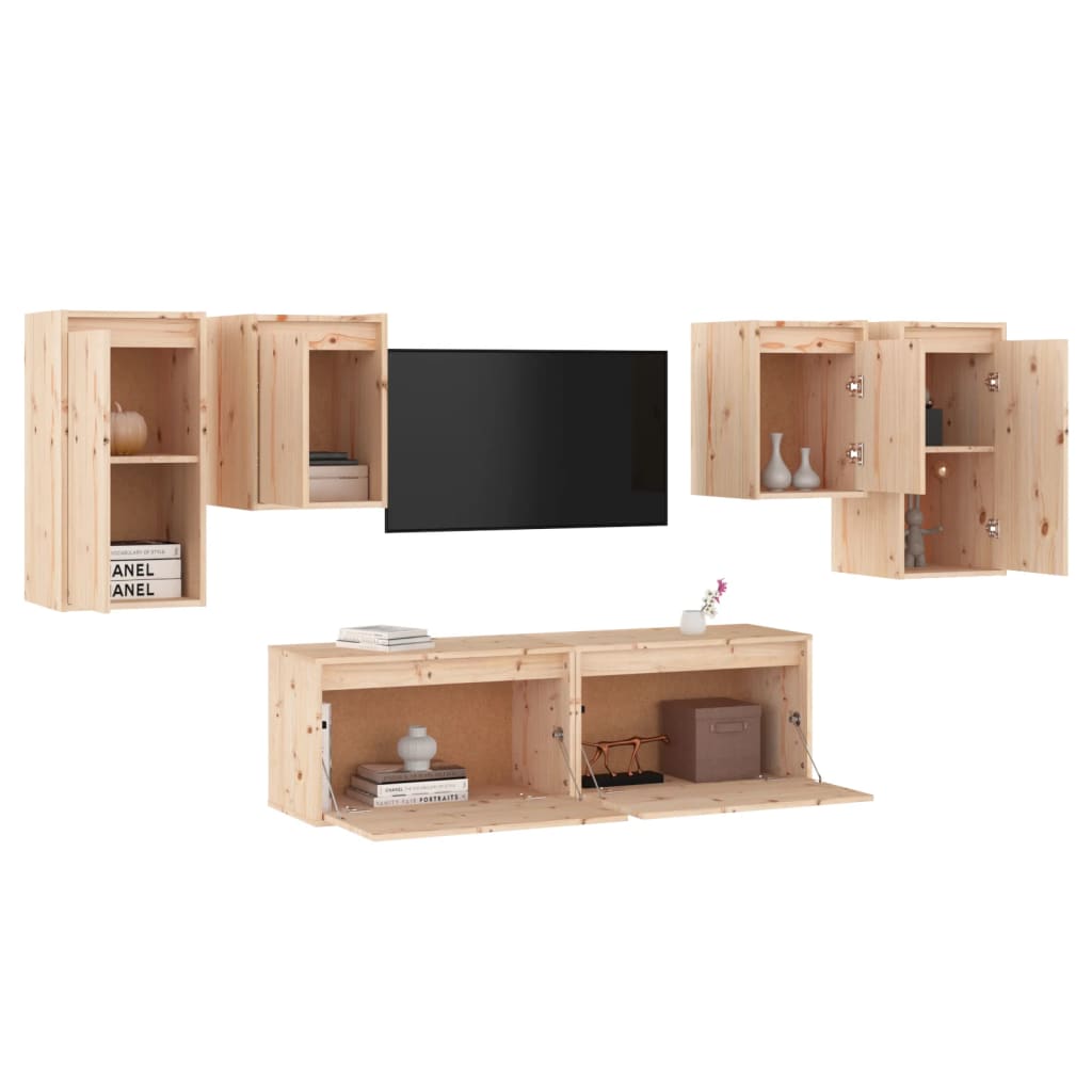 6 pcs TV cabinet Solid pine wood