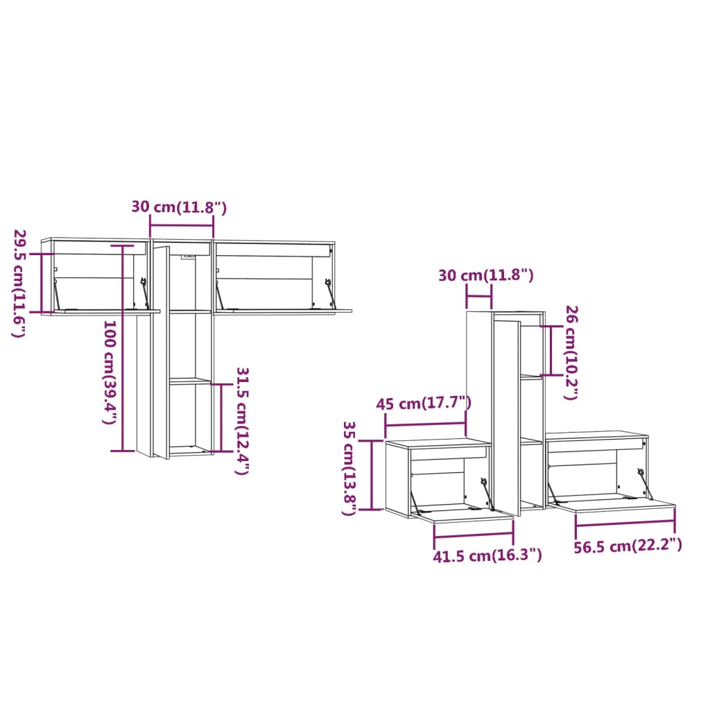 Meubles TV 6 pcs Bois massif de pin