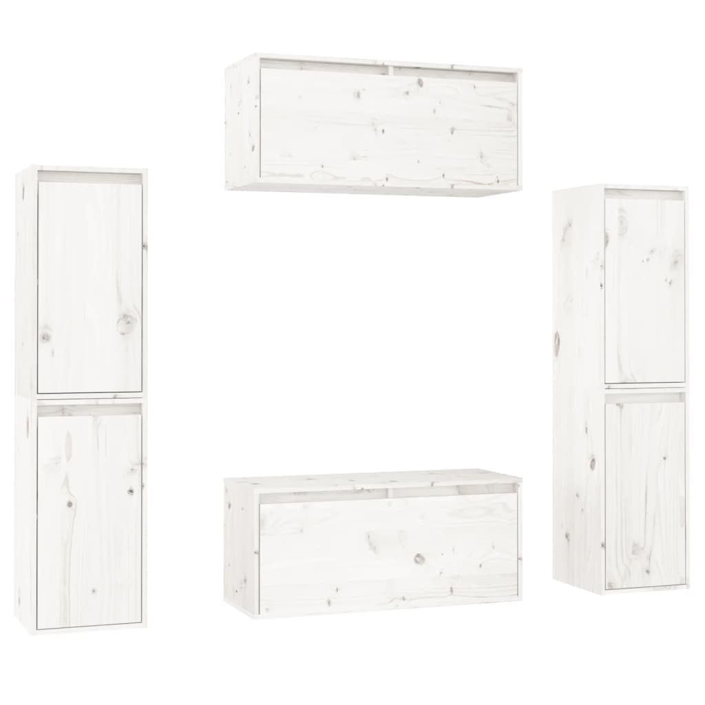 Meubles TV 6 pcs Blanc Bois massif de pin