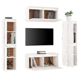 Meubles TV 6 pcs Blanc Bois massif de pin