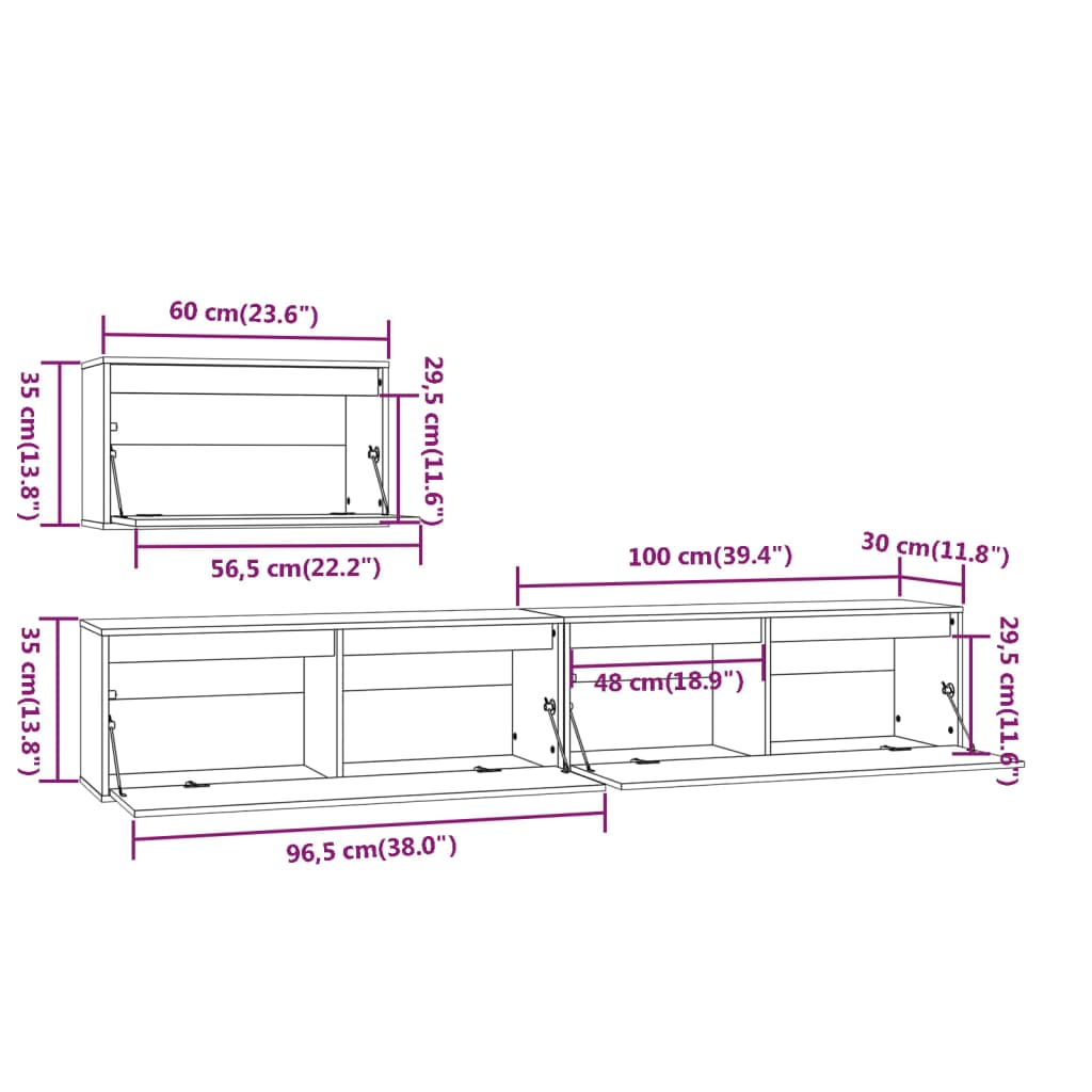 Meubles TV 3 pcs Bois massif de pin