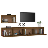 Meubles TV 3 pcs Marron miel Bois massif de pin