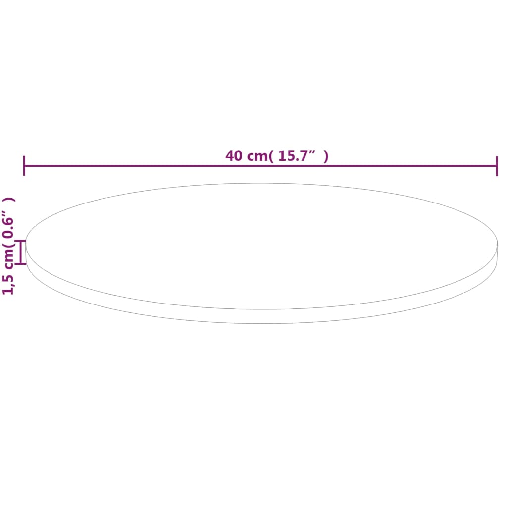 Round table top Ø40x1.5 cm Untreated solid oak wood