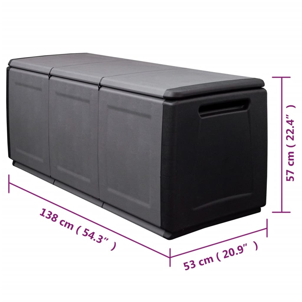 Garden storage box 138x53x57 cm 330 L Dark grey black