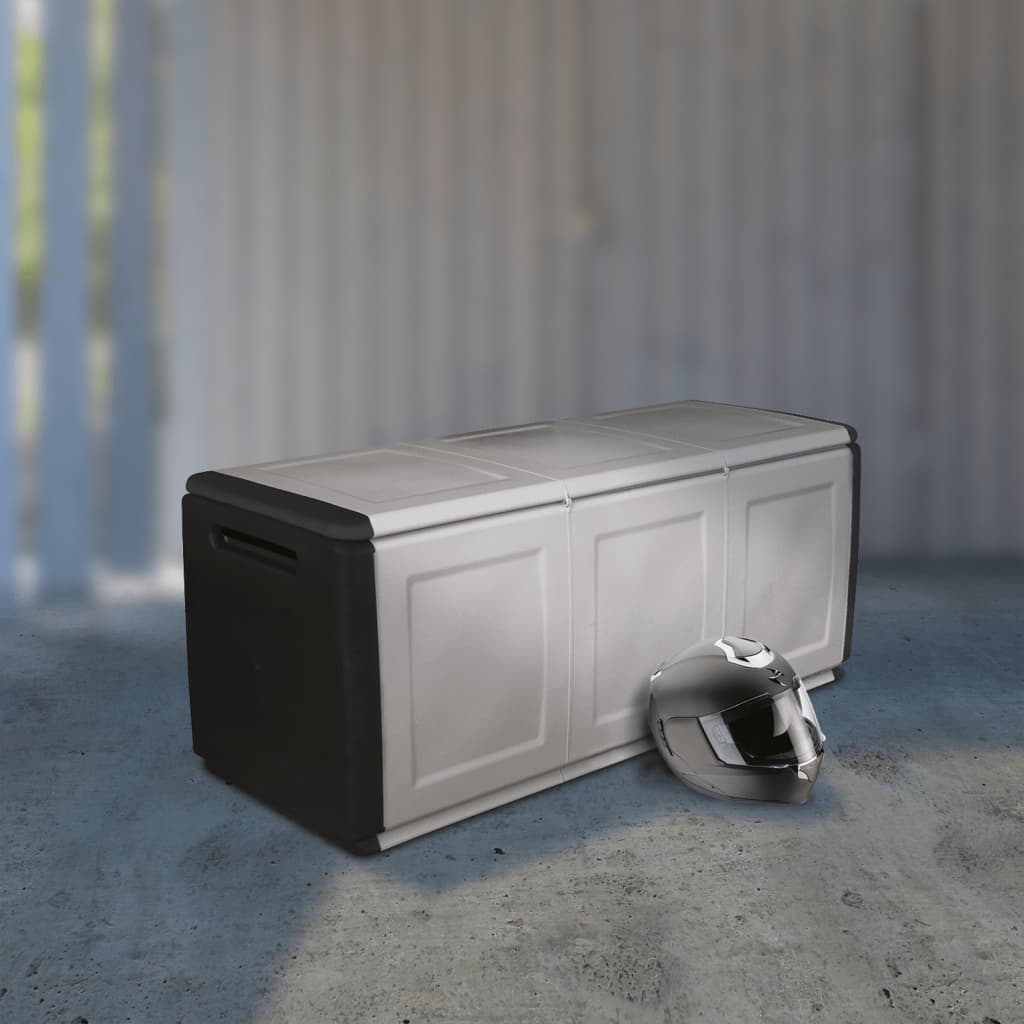 Garden storage box 138x53x57 cm 330 L Dark grey black