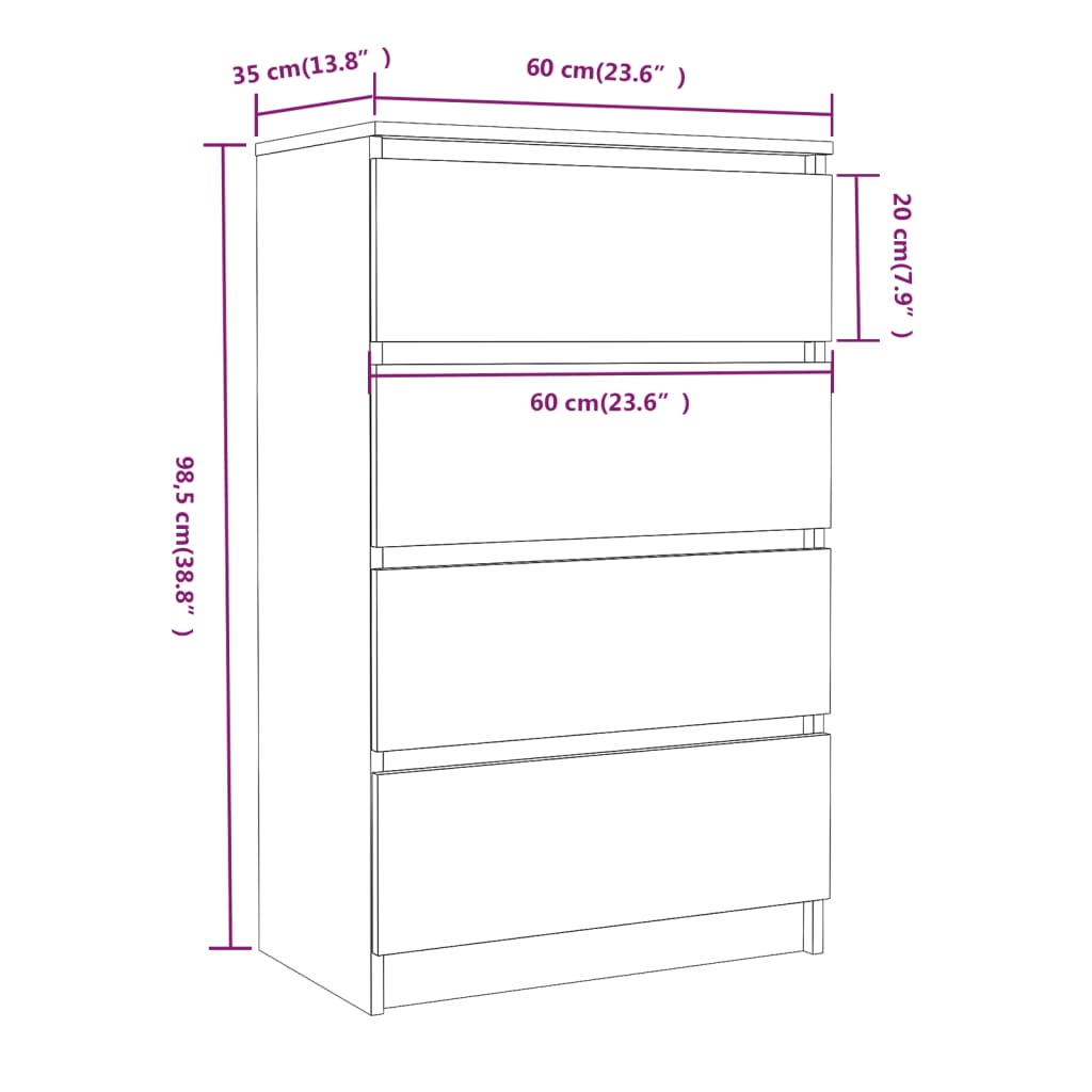 Buffet Sonoma gris 60x35x98,5 cm Bois d'ingénierie