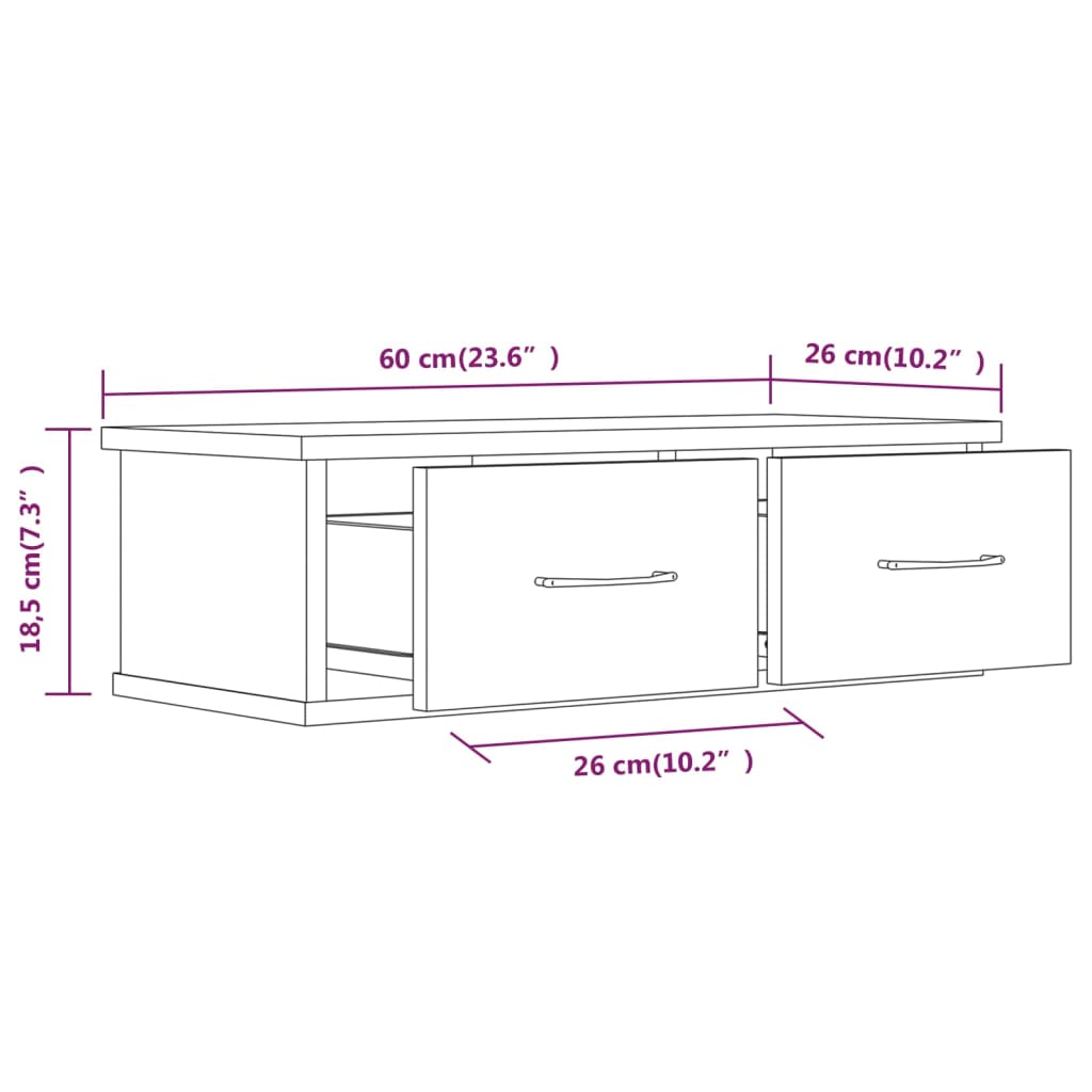 Armoire murale Sonoma gris 60x26x18,5 cm Bois d'ingénierie