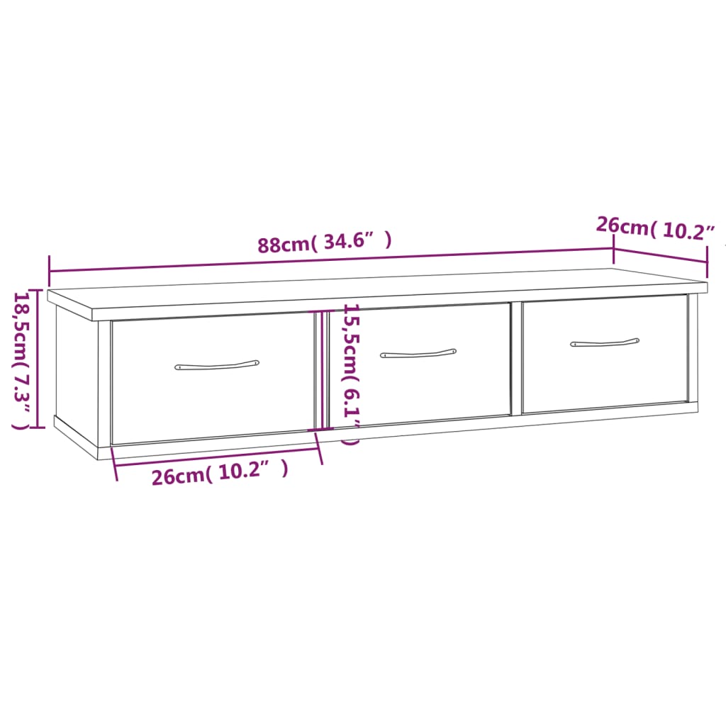 Armoire murale Sonoma gris 88x26x18,5 cm Bois d'ingénierie