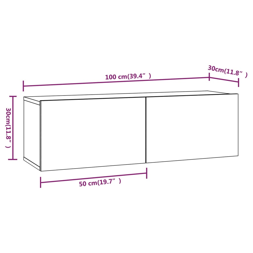 Armoire murale TV Chêne fumé 100x30x30 cm Bois d'ingénierie