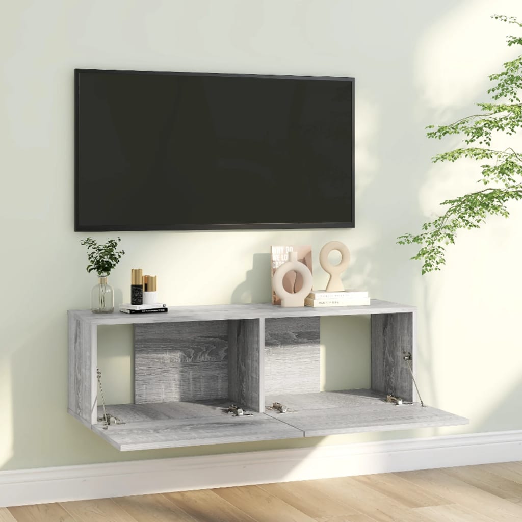 Sonoma Grey TV Wall Cabinet 100x30x30 cm Engineered Wood